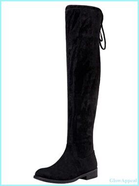Synthetic Suede Over the Knee Flat Heel Thigh High Boots Round Toe